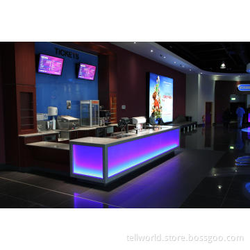 Modern Acrylic Solid Surface LED Cash Register Receiption Counter